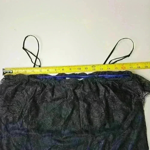 MNG by Mango Spaghetti Strap Blue/Black Lace Top Size Large - Picture 4 of 6